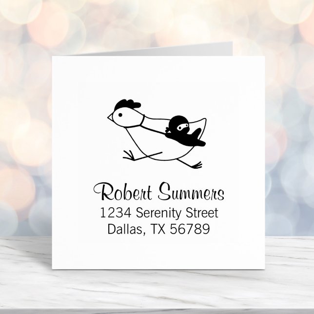 Carimbo Auto Entintado Tiny Ninja Large Chicken Address (Criador carregado)