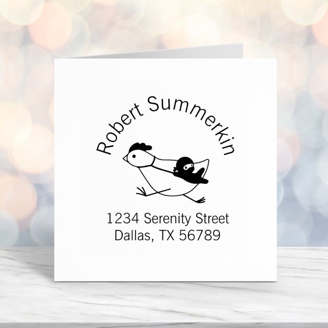 Carimbo Auto Entintado Tiny Ninja Taming Chicken Arch Address (Criador carregado)