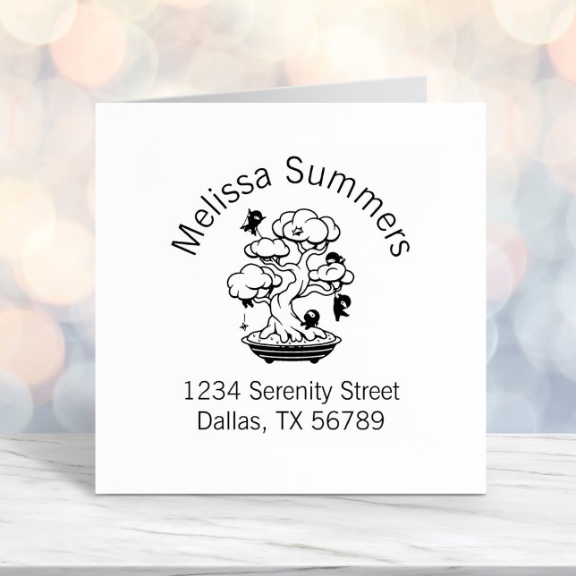 Carimbo Auto Entintado Tiny Ninjas em Bonsai Tree Arch Address (Criador carregado)