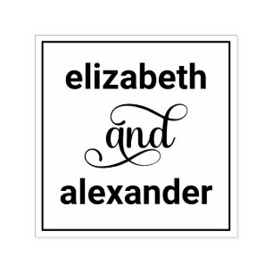 Carimbo Auto Entintado Tipografia de Casamento de Nomes de Noiva Elegante