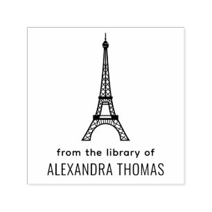 Carimbo Auto Entintado Torre Eiffel #2 “Da Biblioteca de” Nome