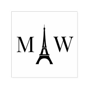 Carimbo Auto Entintado Torre Eiffel 2 Monograma de Casamento Inicial