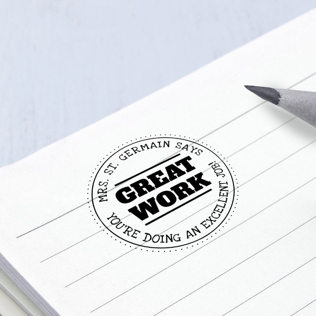 Carimbo Auto Entintado Trabalho de excelente | Professores personalizados (Great Work | Personalized Teachers Self-inking Stamp)