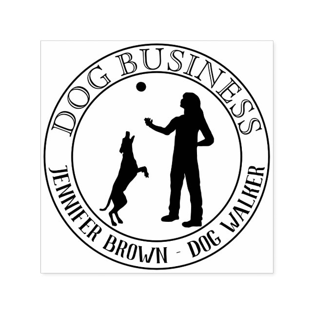 Carimbo Auto Entintado Treinador Walker brincando com Cachorro (Design)