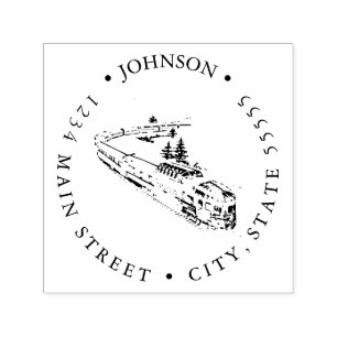 Carimbo Auto Entintado Trem do vintage na etiqueta do retorno das