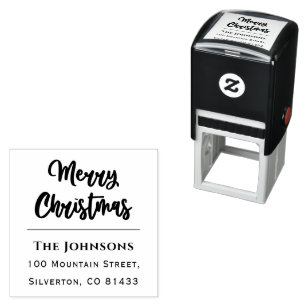 Carimbo Auto Entintado Trendy Christmas Family Name Text Address (Endereç