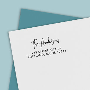 Carimbo Auto Entintado Trendy Modern Script Sobrenome Retorno Endereço