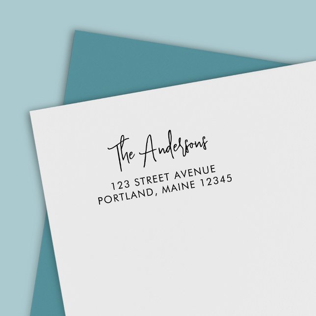 Carimbo Auto Entintado Trendy Modern Script Sobrenome Retorno Endereço (Criador carregado)