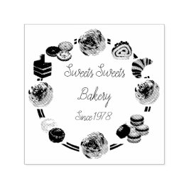 Carimbo Auto Entintado Trendy Pink Watercolor Floral Bakery Business