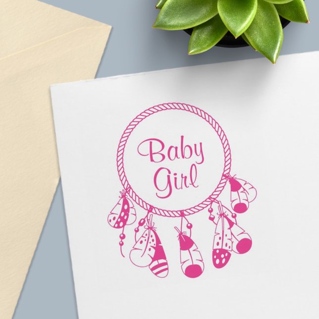 Carimbo Auto Entintado Tribal Dreamcatcher Boho Baby Girl (Criador carregado)
