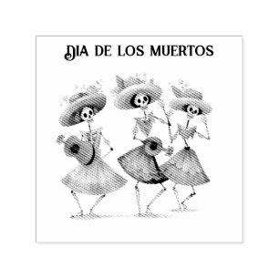 Carimbo Auto Entintado Trio de Calavera Dançante do Dia de los Muertos