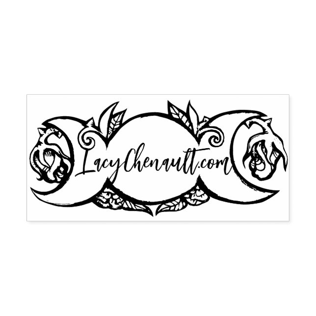 Carimbo Auto Entintado Triple Moon Bloom pagan wiccan símbolo lua (Design)