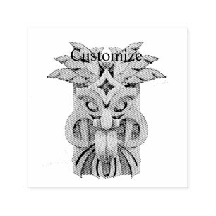Carimbo Auto Entintado Trovão da escultura Tiki gravada