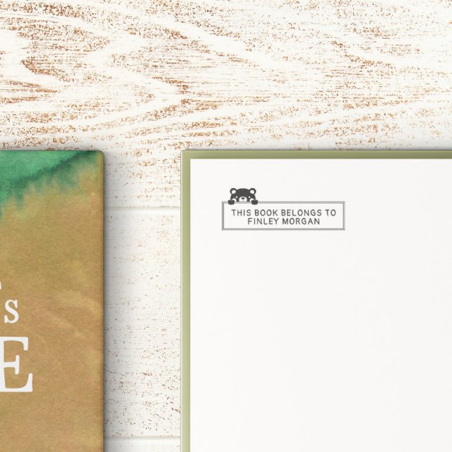 Carimbo Auto Entintado Urso Bonito Que Este Livro Pertence Ao Nome (Criador carregado)