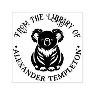 Carimbo Auto Entintado Urso Coala Fofo Nome do Livro da Biblioteca Austrá