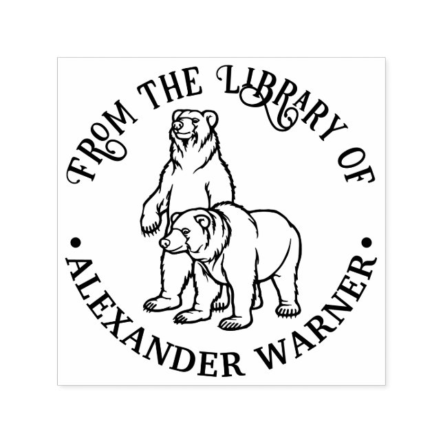 Carimbo Auto Entintado Ursos Russos #7 Arredondar Nome do Livro da Biblio (Design)