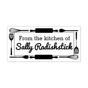 Carimbo Auto Entintado Utensílios limítrofes da cozinha de