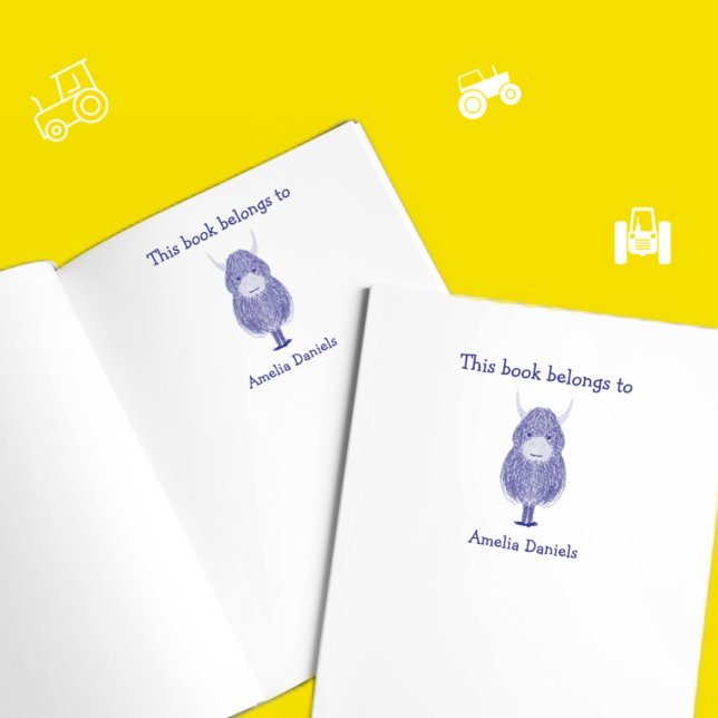 Carimbo Auto Entintado Vaca Highland Personalizada Este livro pertence a (Criador carregado)