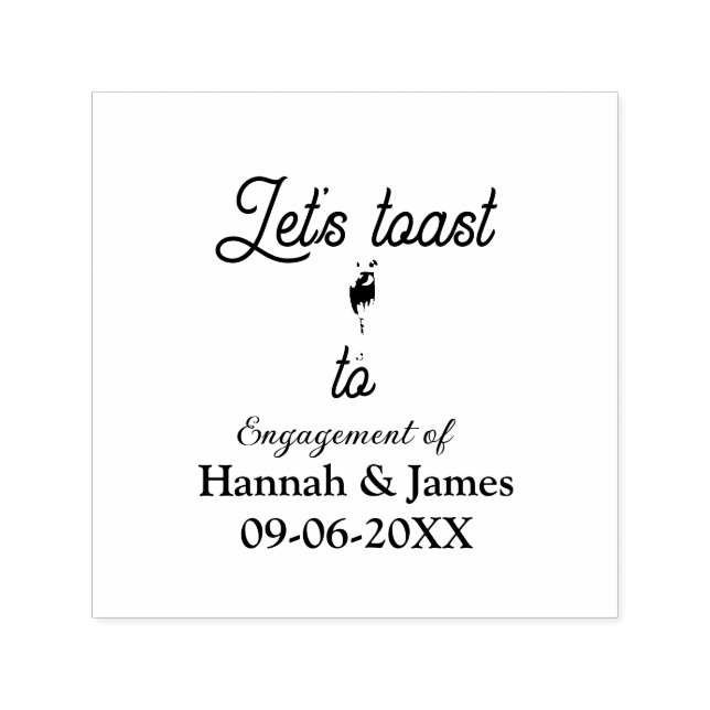 Carimbo Auto Entintado Vamos brindar para nome da festa de noivado data t (Design)