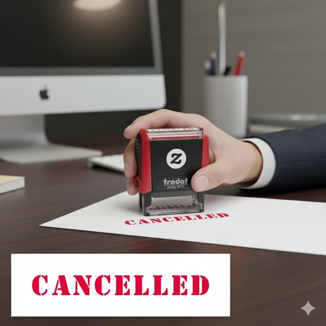 Carimbo Auto Entintado Vermelho Simples Personalizado (Personalized Simple CANCELLED Red Self-inking Stamp)