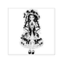Carimbo Auto Entintado Victorian Porcelain Doll Stamp