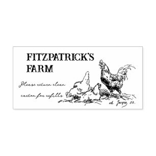 Carimbo Auto Entintado Vintage Chicken Sketch Fazenda de Ovo Cartolina