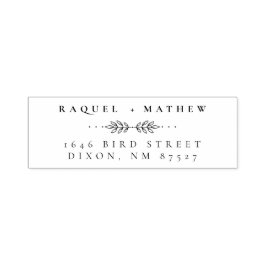 Carimbo Auto Entintado Vintage | Endereço de Casal de Casamento Elegante