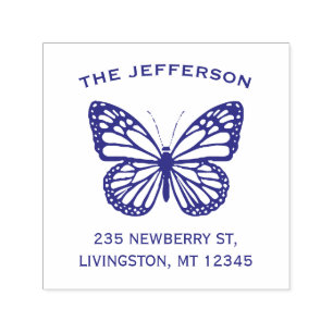 Carimbo Auto Entintado Vintage Family Return Address Butterfly Logo