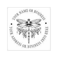 Vintage Floral Dragonfly Name e Return Address