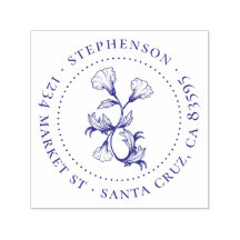 Vintage Flower Family Name Round Return Address