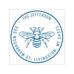 Carimbo Auto Entintado Vintage Honey Nome Personalizado Bee Endereço de R