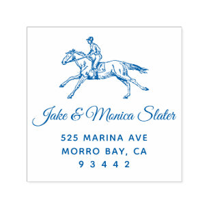 Carimbo Auto Entintado Vintage Horse and Rider Equestrain Return Address
