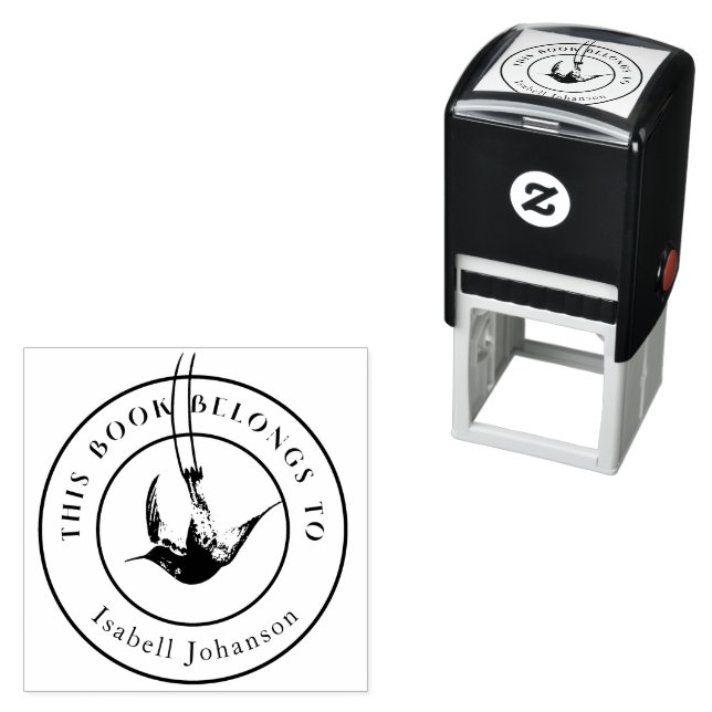 Carimbo Auto Entintado Vintage Hummingbird Da Biblioteca De (In Situ)