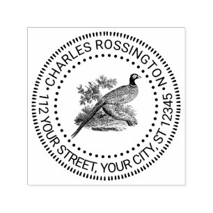 Carimbo Auto Entintado Vintage Pheasant Game Bird Nome do Desenho