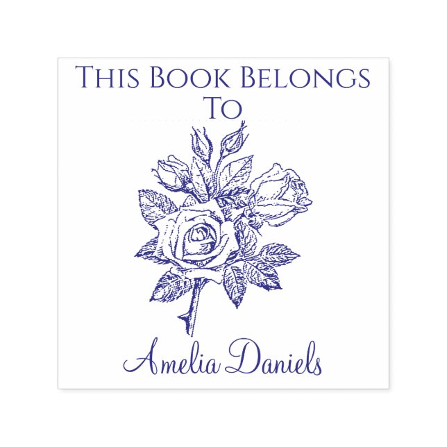 Carimbo Auto Entintado Vintage Rosa Bookplate (Design)