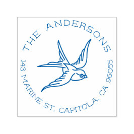 Carimbo Auto Entintado Vintage Swallow Tatto Family Name Return Address