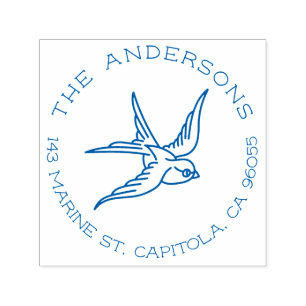 Carimbo Auto Entintado Vintage Swallow Tatto Family Name Return Address