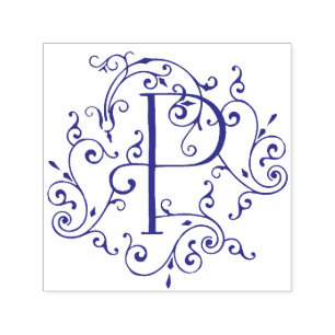 Carimbo Auto Entintado Vitoriano - Letra Flourish P Monograma - Autocolan