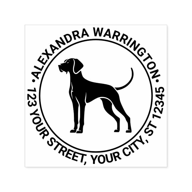 Carimbo Auto Entintado Vizsla Dog Permanente Silh Nome Endereço de Retorn (Design)