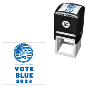 Carimbo Auto Entintado Votar Democracia Votação Azul 2024