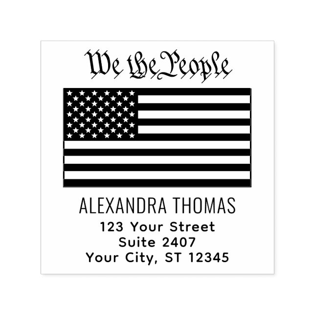 Carimbo Auto Entintado #We the Pessoas USA American Flag Name Address (So (Design)