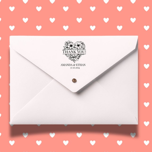 Carimbo Auto Entintado Wedding Heart (Express heartfelt gratitude with our Wedding Heart Thank You Self-inking Stamp)
