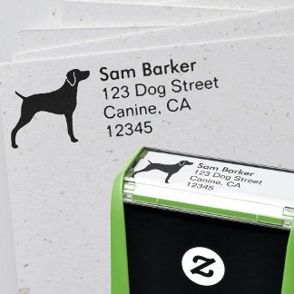 Carimbo Auto Entintado Weimaraner Dog Raça Silhouette Endereço de Devoluç