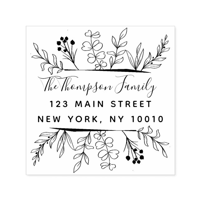 Carimbo Auto Entintado Whimsy deixa o endereço de devolução da família de (Design)