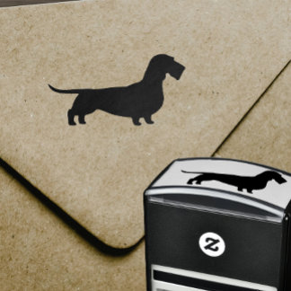 Carimbo Auto Entintado Wirehaired Dachshund Silhouette | Cachorro-esmalte