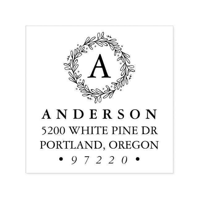 Carimbo Auto Entintado Wreath Botânica de inverno Endereço de devolução d (Design)