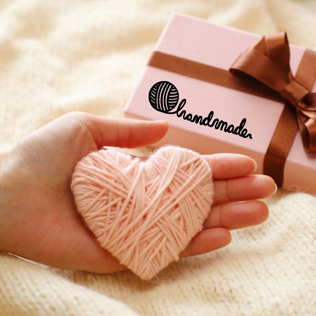Carimbo Auto Entintado Yarn & needle crotchet Handmade Personalized (yarn and needle stamp, crochet handmade stamp, personalized craft stamp, handmade by stamp, small bu)