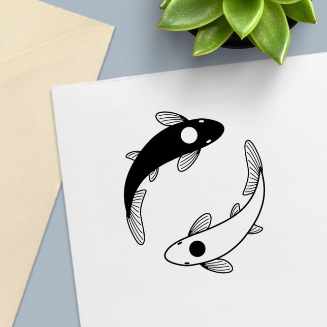 Carimbo Auto Entintado Yin Yang Black and White Fish (Criador carregado)