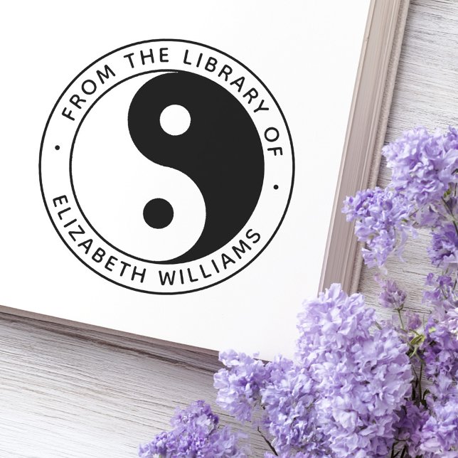 Carimbo Auto Entintado Yin yang da biblioteca do livro nome personalizado (Yin yang from the library of book custom name self-inking stamp)