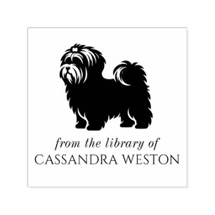 Carimbo Auto Entintado Yorkie Silhouette Minimalista #4 Nome do Livro da 